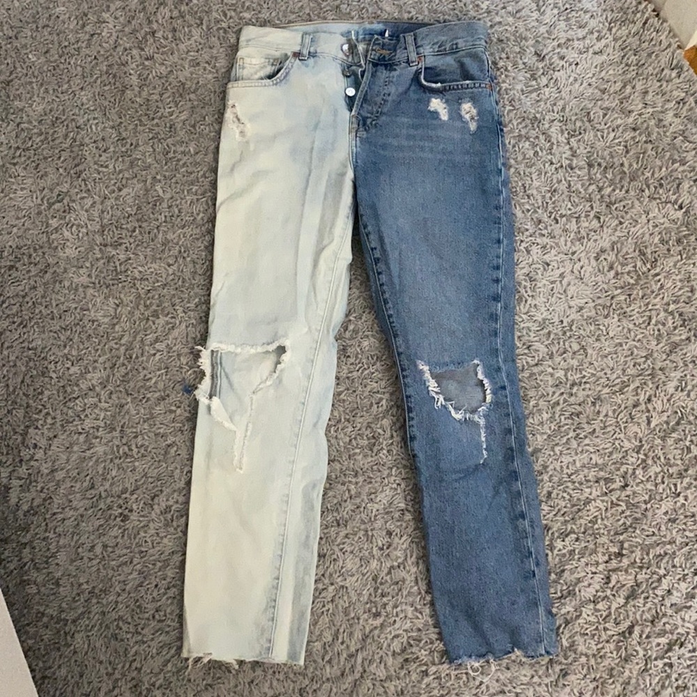 Two tone boyfriend jeans